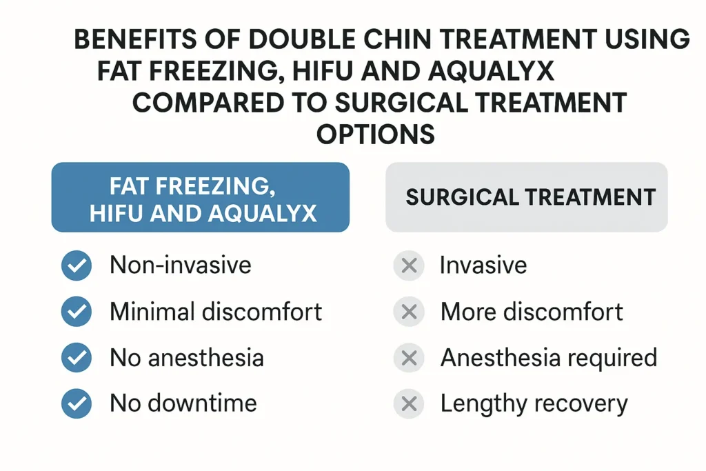 Graphic about the benefits of double chin treatment Weybridge - from LA LIPO