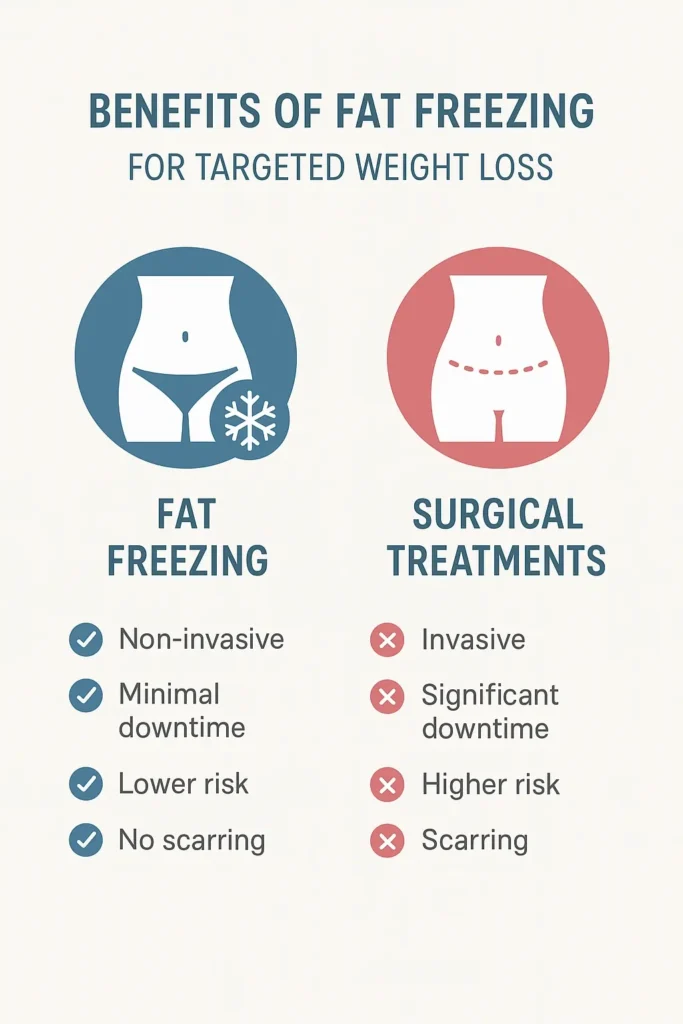 graphic showing the benefits of fat freezing Weybridge