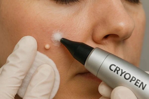 Woman receiving milia removal treatment Weybridge