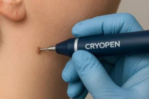 Person receiving skin tag removal Weybridge